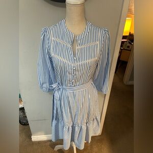 Blue Striped Women's Midi Dress